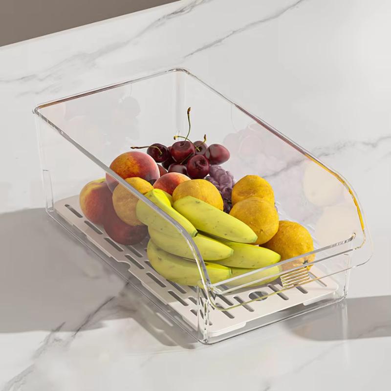 Clear Stackable Fridge Organizer Bpa Free Fresh Keeping For Storing Fruits Veggies Eggs In Kitchen