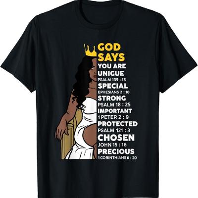 Black History God Says You Are African Christian Women Girls T-Shirt