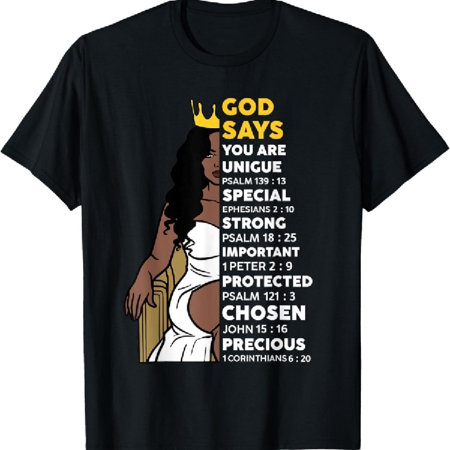 

Black History God Says You Are African Christian Women Girls T-Shirt S