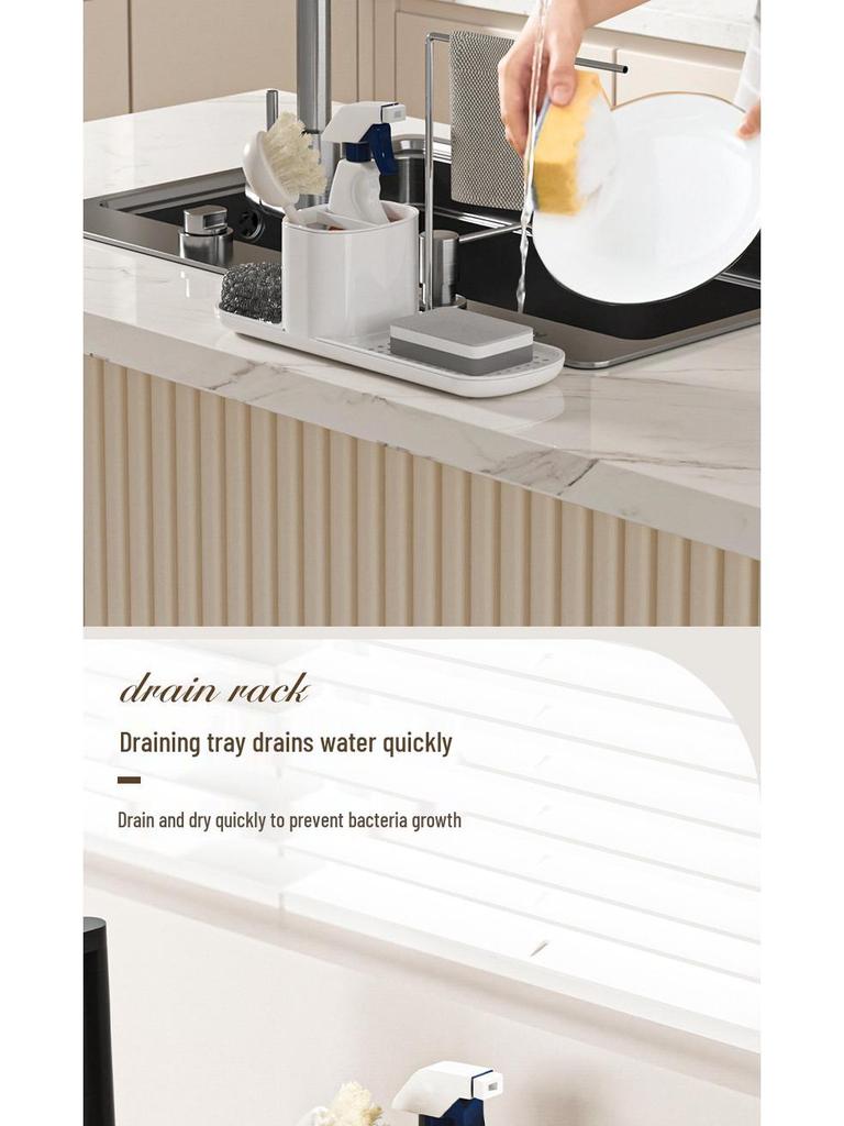 Japanese Dual-Use Kitchen Rack: Manual Soap & Hand Sanitizer Dispenser