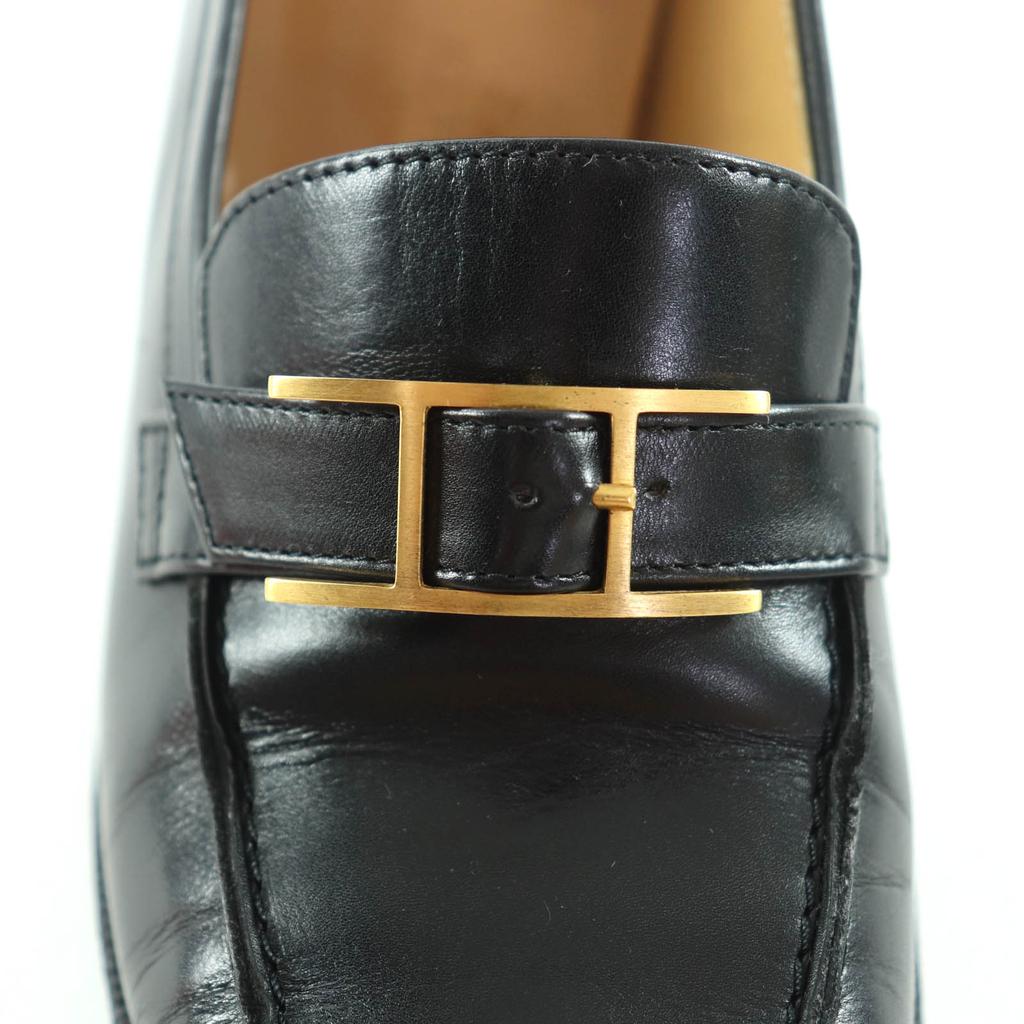 Tolle HERMES Slipper schwarzes Leder Damen 35.5 Gebraucht