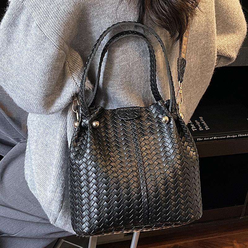 Módní pletená taška, velkokapacitní košík na zeleninu, taška typu bucket, kabelka do ruky, taška přes rameno, crossbody taška