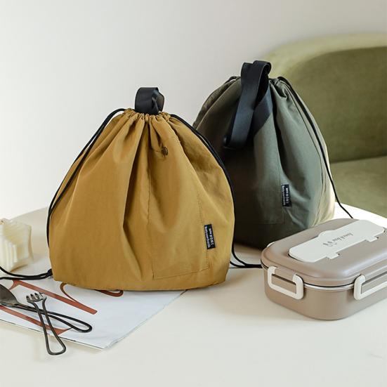 Insulated Lunch Bag Large Capacity Waterproof Wear Resistant Drawstring Portable Thermal Insulated Picnic Storage Bento Box Bag