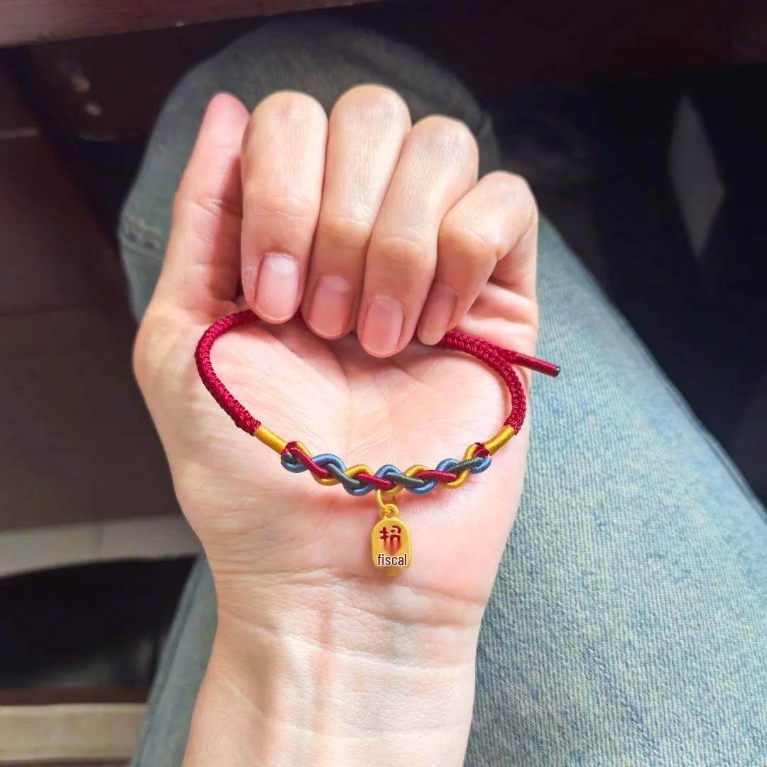 Dragon Boat Festival Lucky Five-Color Beaded Bracelet, Handmade Red Rope for Students