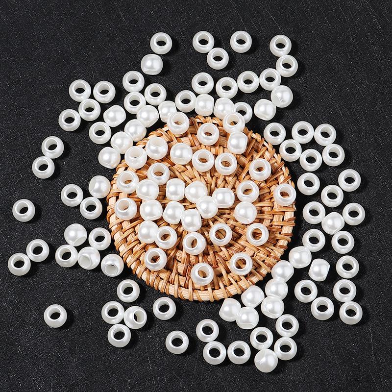 30-200pcs 8 10 12 16mm ABS Imitation Pearl Big Hole Beads Plastic Acrylic Spacer Bead For Jewelry Making Diy Bracelet Necklace