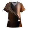 Women's Fashion Printed Short Sleeve V Neck Pattern Tops Pocket Working T-shirts