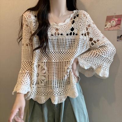 2025 New Summer Women Bat T-Shirt Basic Lace Fashion Tops Lace Tees Casual Loose Tees