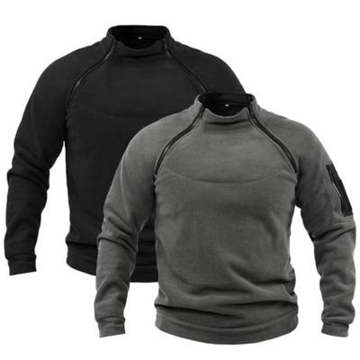Stylish Warm Breathable Jumper Side Zipper Fleece Loose Solid Color Outdoor Long Sleeve Windproof Stand-up Collar Men's Sweatshirt