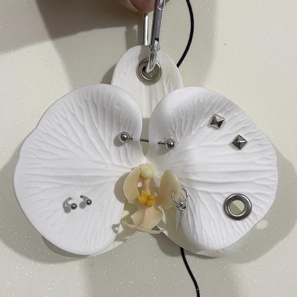 Keyring Phalaenopsis Orchid Keychain Phone Charms Bag Pendant Imitation Flower Pendant Couple Kids