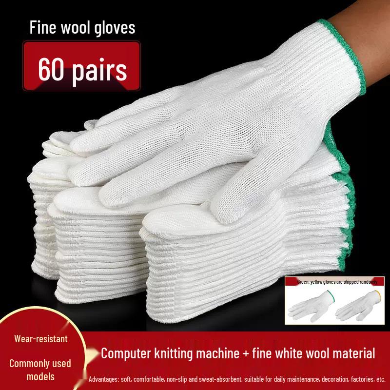 Atmungsaktive weiße Baumwoll-Nylon-Arbeitshandschuhe für das Bauwesen