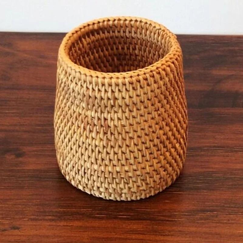 Stationery Storage Wood Vine Rattan Pen Holder Large Capacity Cosmetic Holder Hand Woven Pen Holder Multifunctional Handmade