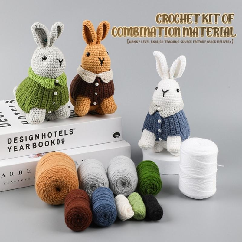 Handgehäkeltes Tier-Set für Anfänger Komplettes Starter-Materialpaket Enthält Garn Häkelnadel Bastelkunst Stricksets