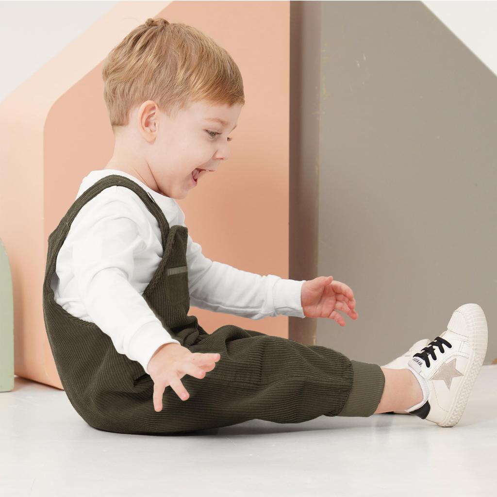 Baby Overalls Long Pants Corduroy Romper Boys Girls Plain Cute Autumn Winter [Volunboy] All-in-One (Green (Pocket), 73)