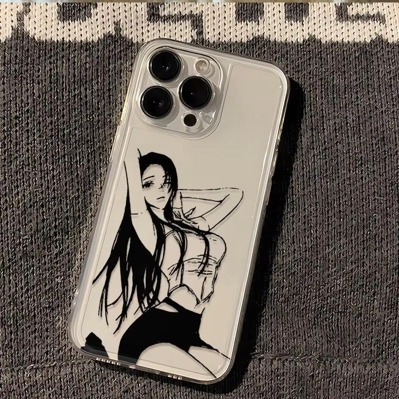 Line Art Cool Girl Pattern Design Protective Cover for iPhone 17 16 15 14 13 12 11 16E Series Pro Max Plus