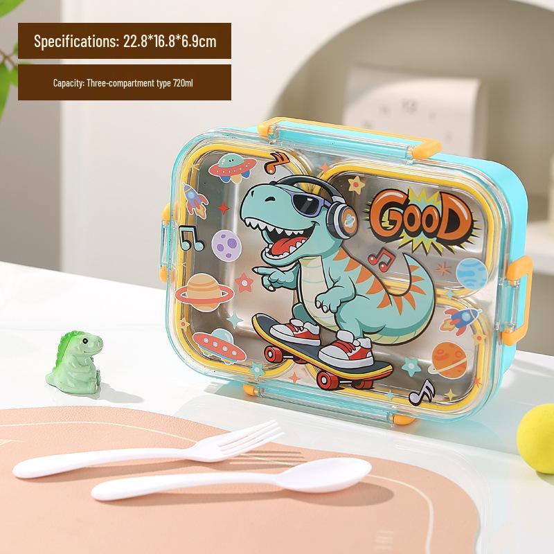 Compartmented Sealed Bento Lunch Box, Two & Three Grids, Large Capacity with Soup Spoon.