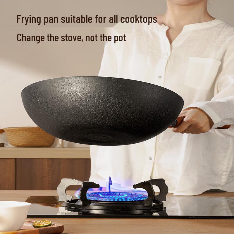 COOKER KING Uncoated Wrought Iron Stir-Fry Pan