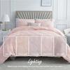 Full/Queen Baby Pink Rose Blush Comforter Set - Ruched 3D Floral Pintuck Bedding Set - 3 Pieces Bed Linen, 1 Comforter