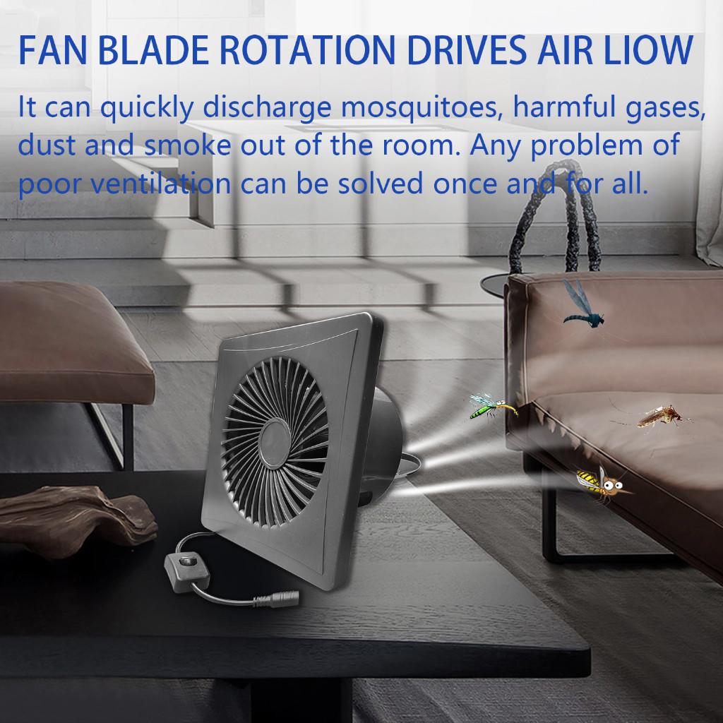 4/6/8 Inch Exhaust Fan Solar Panel Air Suction Fan High Speed Greenhouse or Pet House Air Circulation Ventilation Fan