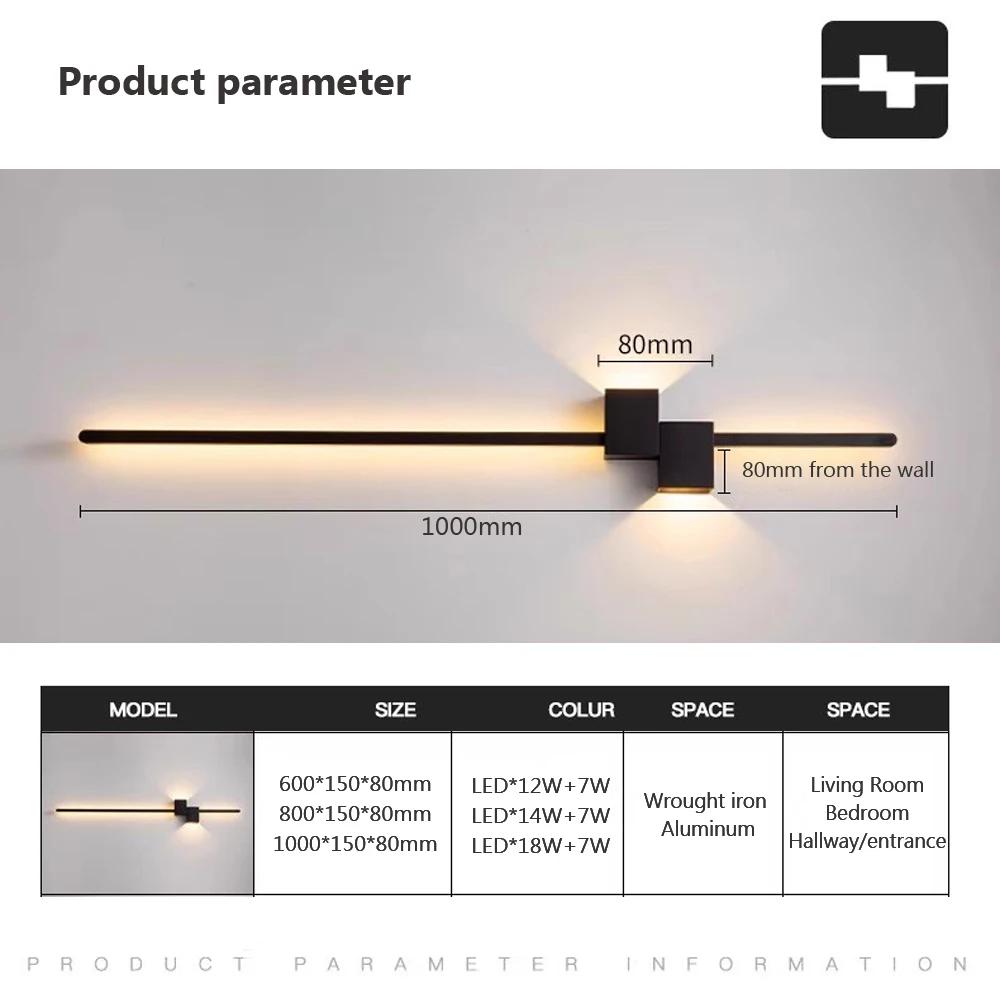 Modern LED Wall Sconce Minimalist Long 60/80/100cm Lights For Living Room Bedroom Study Hotel Decorative Lighting Accessories
