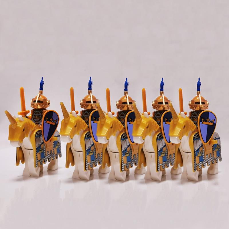 5 Sets Mittelalterliche Burg Ritter Dunkler Sauron Schlacht Fünf Heere König von Rohan Römischer Soldat mit Pferdefigur Bausteine Kinderspielzeug