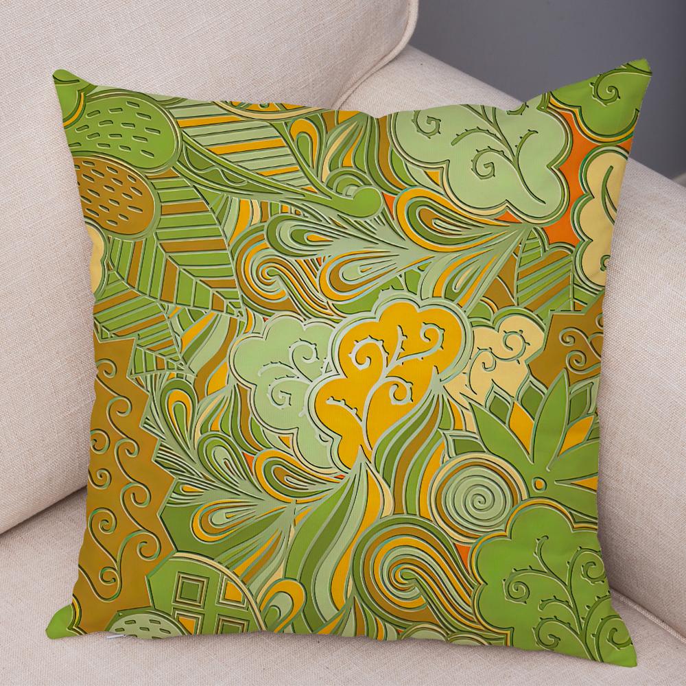 Bright Abstract Bohemian Floral Art Print Household Sofa Bedroom Decoration Pillow Cover Cushion Shell