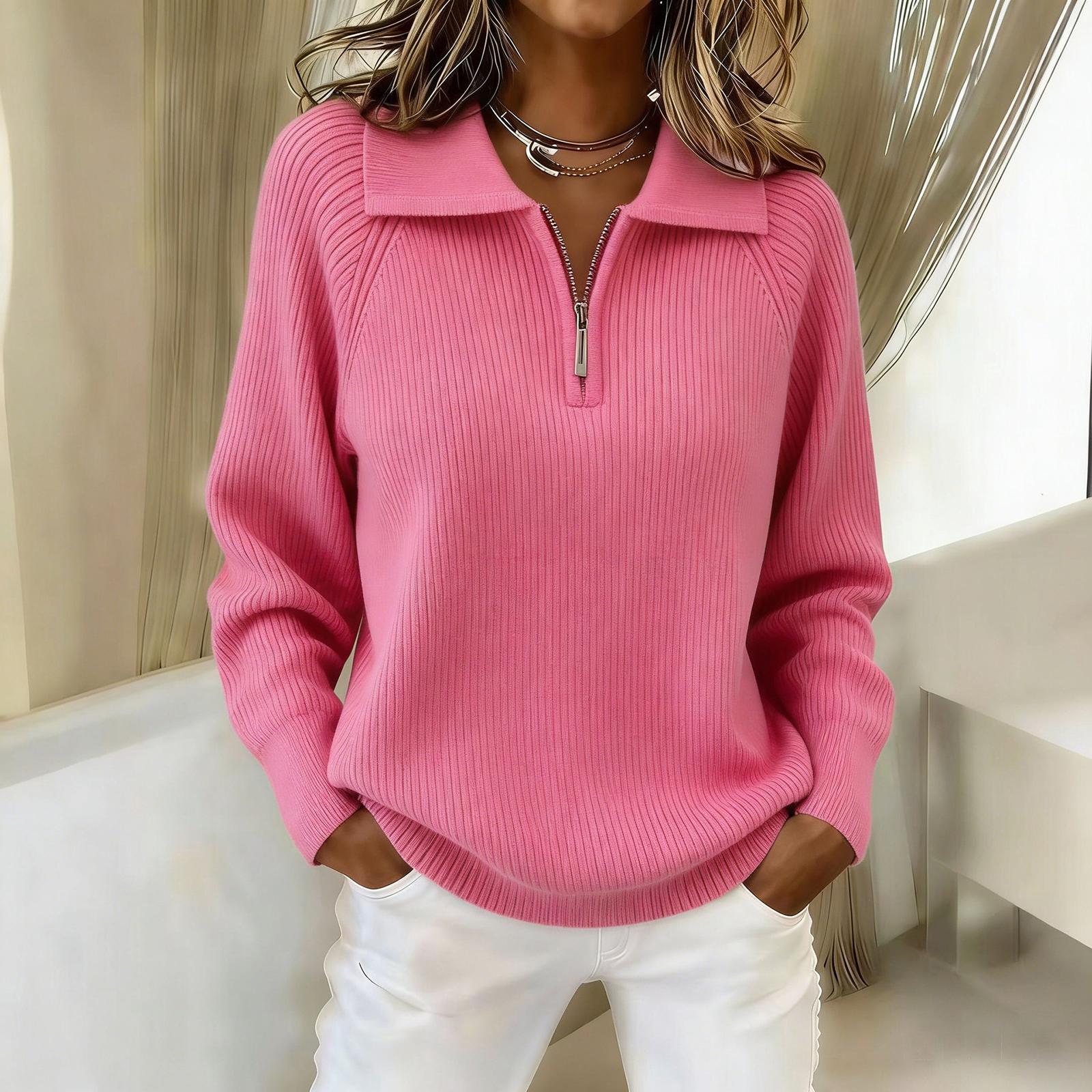 

Жіночий модний повсякденний однотонний топ з довгим рукавом XL рожевий