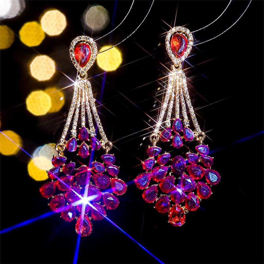 Bright Rhinestone Stud Earrings – Colorful, Bold European & American Style for Women