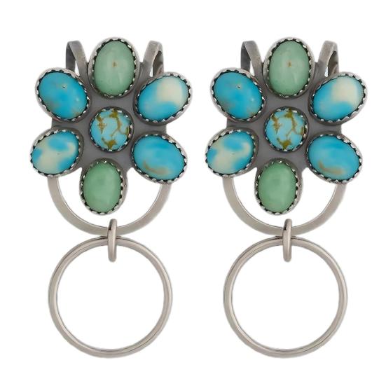 Turquoise Inlaid Keychain Flower Shape Natural Stone Inlay Design Keychain