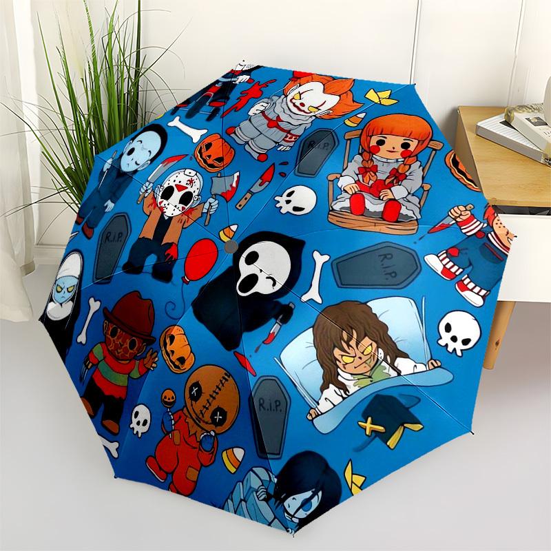 

1pc Halloween Horror Icons Umbrella with Plastic Handle,Suitable for All Seasons Home Travel Outdoor UmbrellaM1414