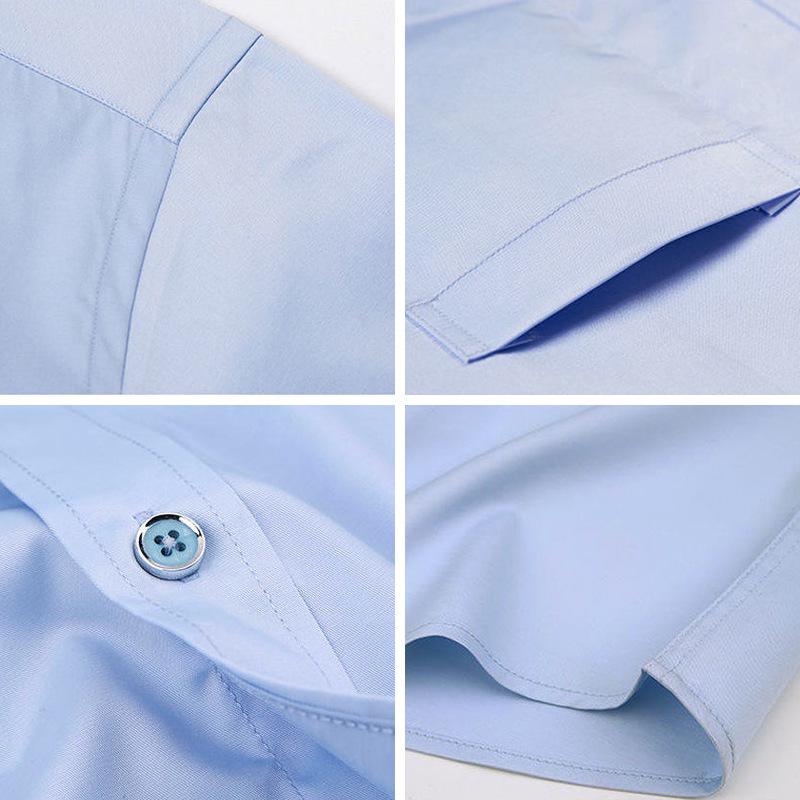 Pánská košile s dlouhým rukávem nežehlivá - Přizpůsobitelné logo, Ležérní jednobarevná pro práci a podnikání