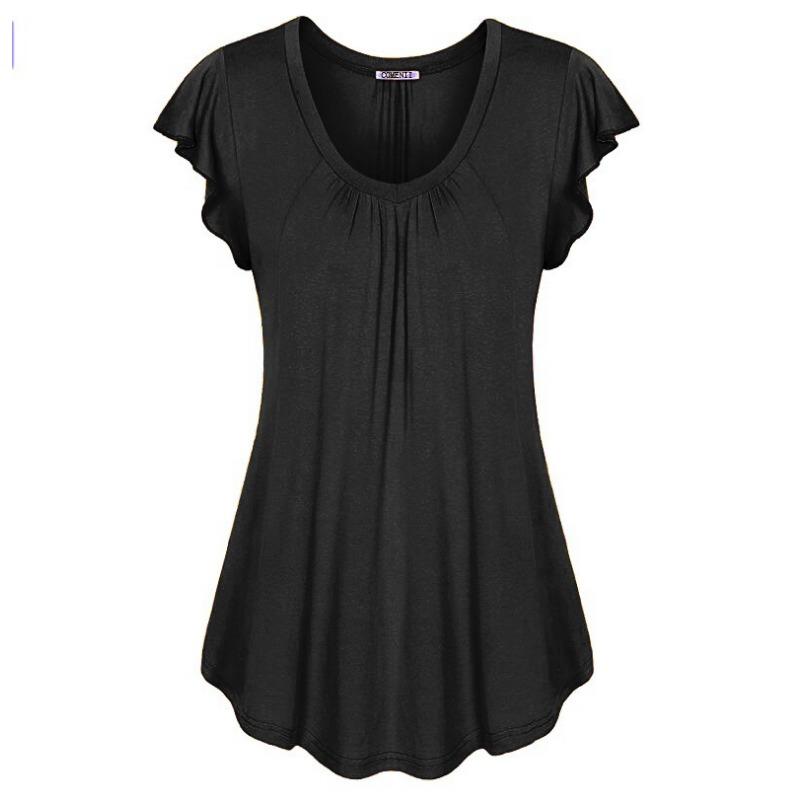 GMXIA Summer Women's Solid Colour Ruffle Sleeve Short Sleeve Dresses