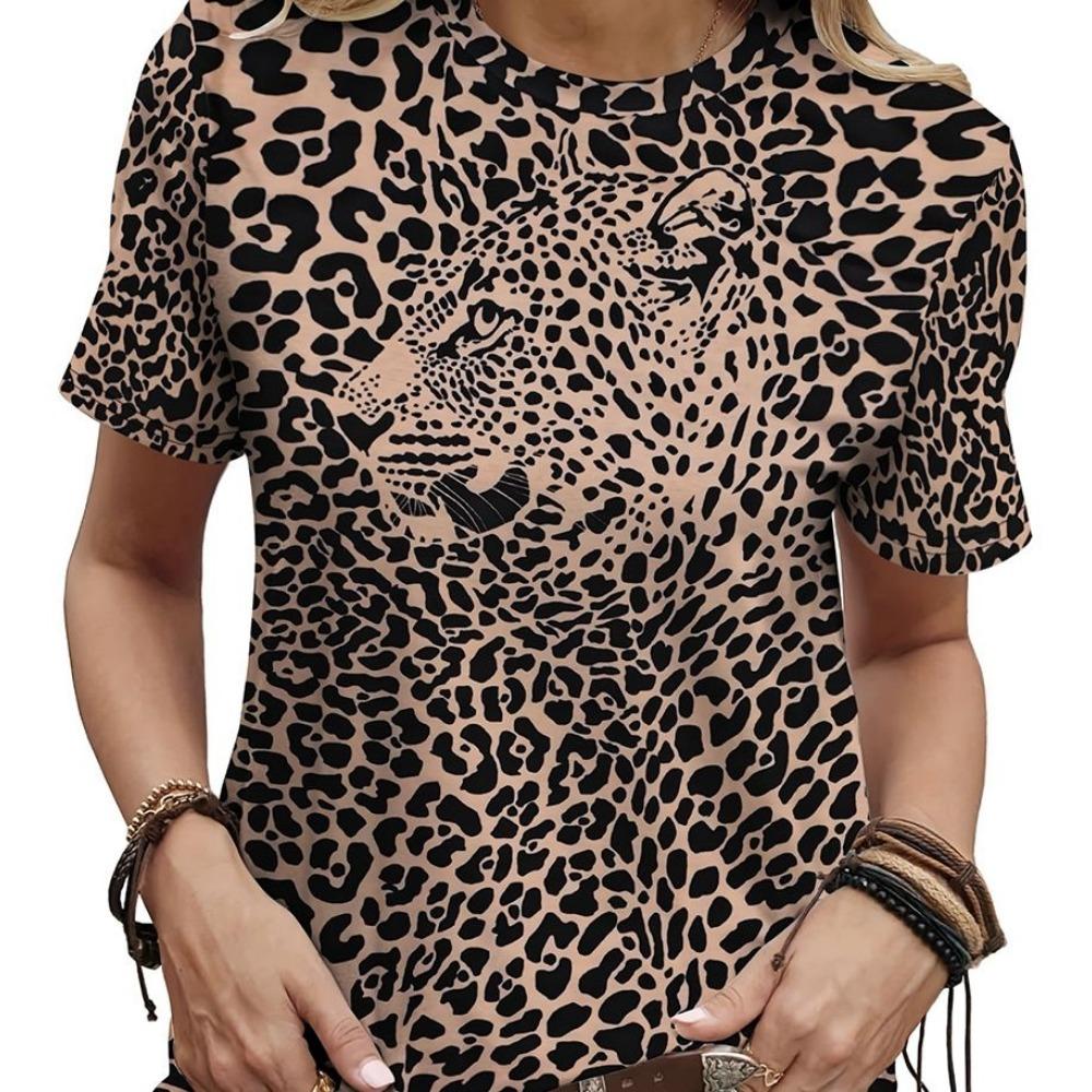 Women's T-shirt with round neck and short sleeves