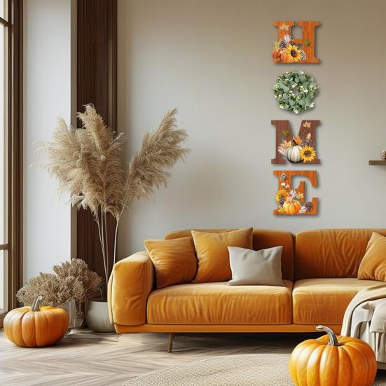 Wand Home Schild mit künstlichem Eukalyptuskranz Rustikale Holz Home Buchstaben Dekorative Wandkunst für Wohnzimmer Küche Eingangsbereich Bauernhausdekor