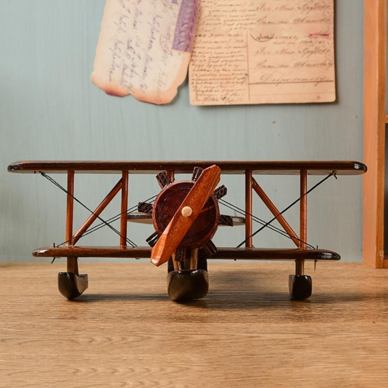 Handmade Wooded Air Plane Model Ornament Living Room Desktop Creative Decoration