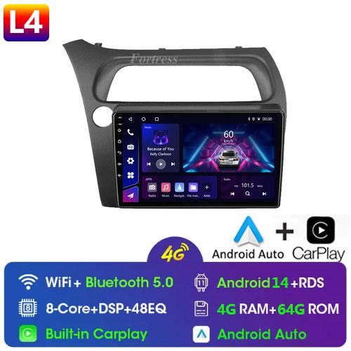For Honda Civic Hatchback 2006-2011 Android 12 Car Radio Multimedia Video Navigation 2 Din Stereo DVD Head Unit Speaker Carplay