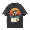 T-shirt Oversize Délavé Acide Graphique Skate Rétro Beige « Cupid Stunt »