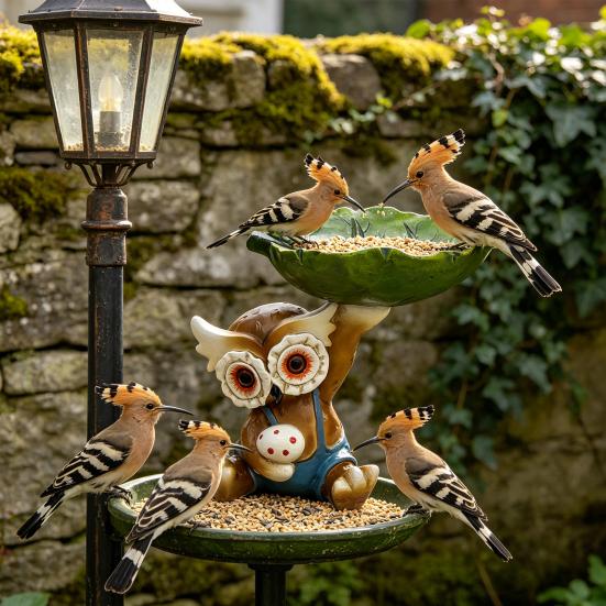 Owl Statue Bird Feeder Resin Decorative Bird Feeder Outdoor Cute Owl Bird Feeder for Garden Balcony Yard Front Porch Decoration