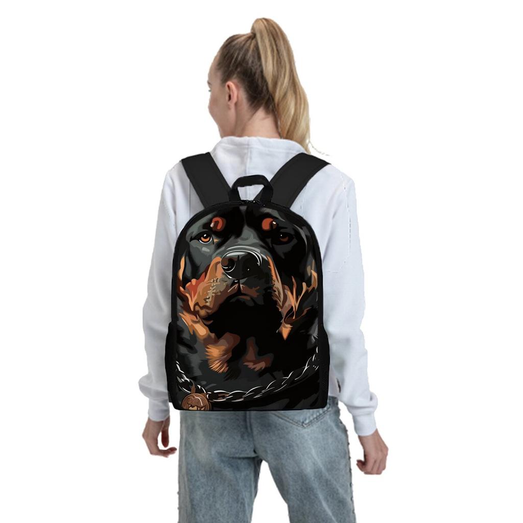 Set Tre Pezzi con Motivo Rottweiler Zainetti per Ragazzo e Ragazza Migliori Regali Cartone Animato 2D Borsa Scolastica per Bambini