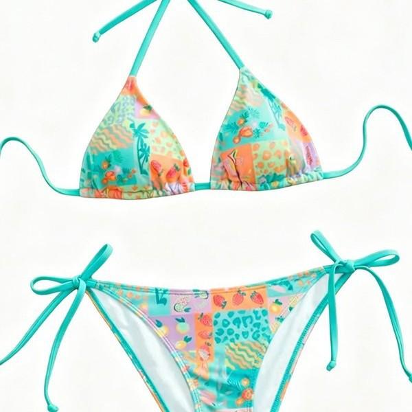 European and American ins style sexy split swimsuit bikini bikini triangle cup lace-up swimsuit 1011 new