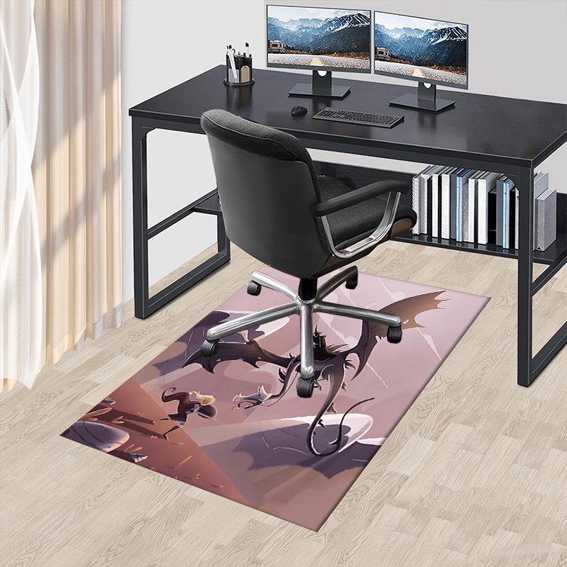 

Dragon Battle Polyester Office Carpet Chair Mats, Home Decor Dormitory Floor Protector with Anti-Skid Backing, Large Area Coverage,Christmas 60cm by 90cm