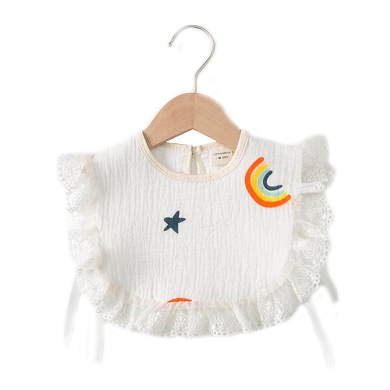 Korean Style Toddler Kids Lace Floral Bibs Cute Hollow Out False Collar Children Clothes Accessiory Pure Color Baby Girls Cotton