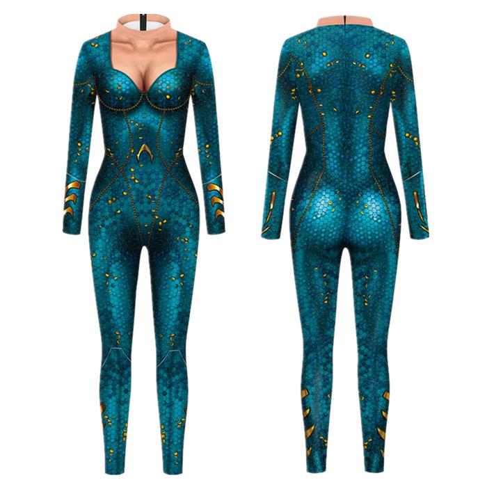 Ozean Fischschuppen Kostüme Erwachsene Halloween Karneval Party Cosplay Outfit Frauen Männer Verkleiden Jumpsuit
