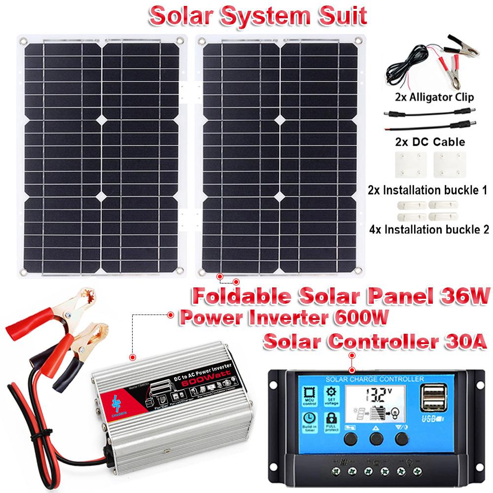 Solar Panel 36W Power Storage System Set Inverter 300W/400W/500W/600W Controller