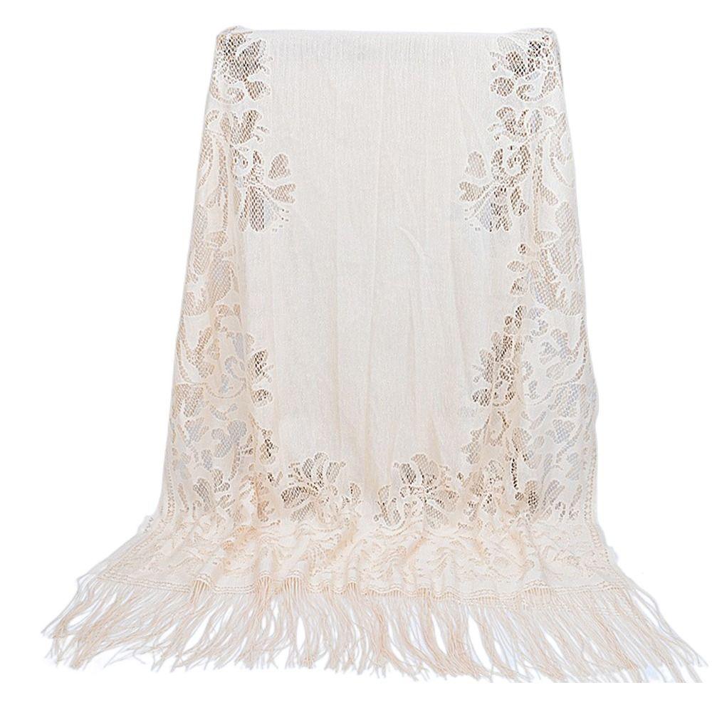 Women Girls Headwear Headscarf Luxury Head Scarves Hijab Shawl Scarf Hollow Tassel Scarf Head Wrap