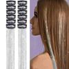 12 Pieces Laser Gold Hair Extensions 50cm , Metallic Rainbow Clip-in Hair Wefts, Shiny Synthetic Hair Strands for Party Festival