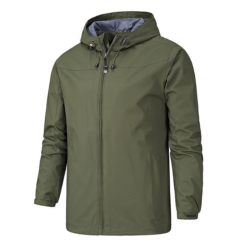 

Men s Hooded Windbreaker Jacket - Autumn/Winter, Casual Outdoor Sports, Windproof, Customizable Logo 2XL армія зелений колір