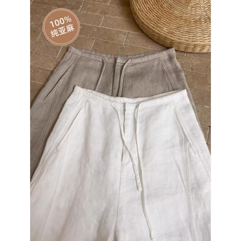 

Women s Linen Wide-Leg Summer Pants 2026 - Relaxed Fit, Loose Plus Size, Straight Long Style M