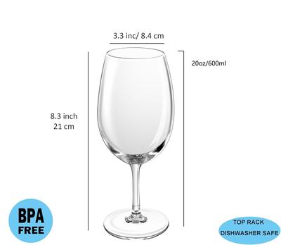 Verres à vin incassables 20oz Incassables Réutilisables Verrerie pour boissons Intérieur Extérieur Voyage Piscine Camping Pique-nique