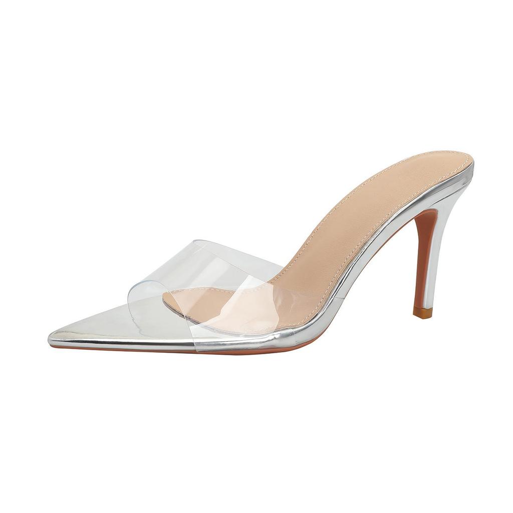 2026 Spring/Summer Women's Transparent High Heels: Versatile Thin Heel, Pointed Open Toe Sandals.