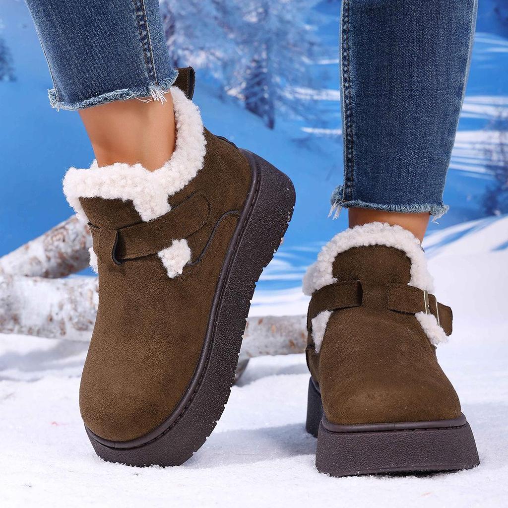 Birkenstock Damen 2025 Fleece-gefütterte Winter-Loafer mit dicker Sohle: Warme, pelzige, lässige Schneestiefel